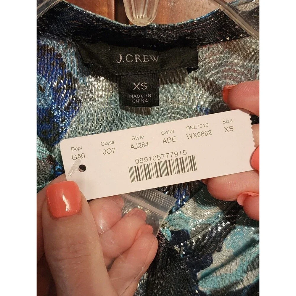 NWT J. Crew Ruffle-front Top In Floral-print Jacquard, XS